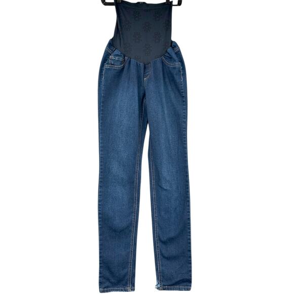 Jessica Simpson Blue Denim Over Belly Straight‎ Leg Maternity Jeans Size Medium - Picture 1 of 10